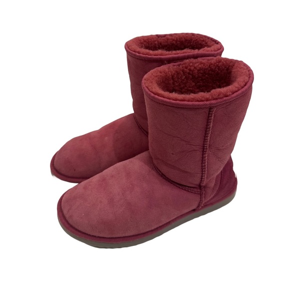 UGG Classic Short Boots 8 Pink Sheepskin Suede Slip-On Warm Winter Booties - Picture 5 of 13